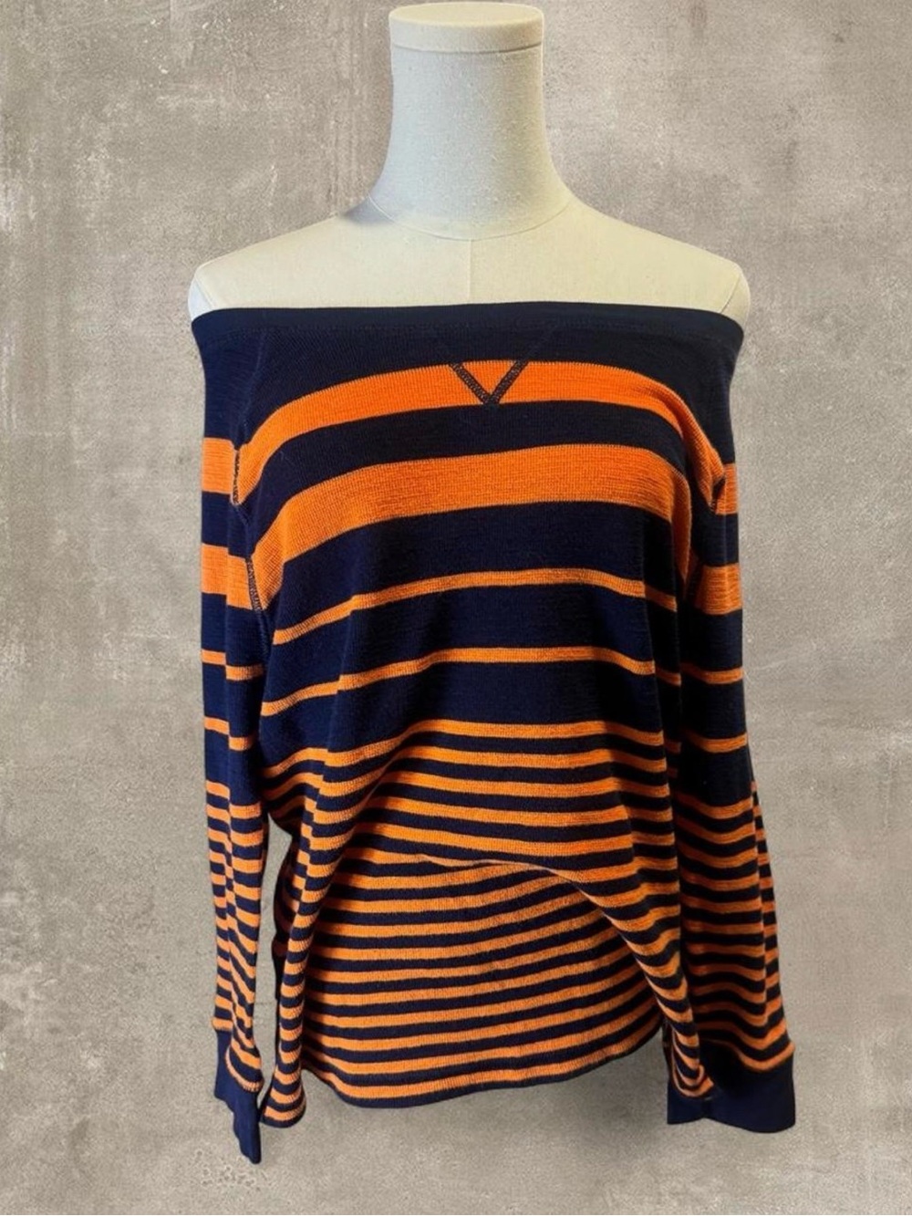 Lauren jeans co. Ralph Lauren navy & orange striped cotton sweater
Size large